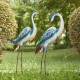 Glitzhome 39.25"H Metal Standing Crane  Garden Statue with Stakes  (KD)
