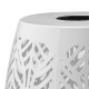 Glitzhome 18.25"H Multi-Functional White Iron Cutout Leaf Pattern Drum Silhouette Solar Powdered Garden Stool or Planter Stand or Accent Table or Lantern