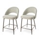 Glitzhome Set of 2 Modern Two-Tone Color Counter Stool with Brown Metal Tapered Legs - Grey Fabric & Leatherette
