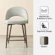 Glitzhome Set of 2 Modern Two-Tone Color Counter Stool with Brown Metal Tapered Legs - Grey Fabric & Leatherette