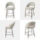 Glitzhome Set of 2 Modern Two-Tone Color Counter Stool with Brown Metal Tapered Legs - Grey Fabric & Leatherette