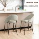 Glitzhome Set of 2 Modern Two-Tone Color Counter Stool with Brown Metal Tapered Legs - Grey Fabric & Leatherette