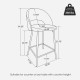 Glitzhome Set of 2 Modern Two-Tone Color Counter Stool with Brown Metal Tapered Legs - Grey Fabric & Leatherette