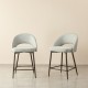 Glitzhome Set of 2 Modern Two-Tone Color Counter Stool with Brown Metal Tapered Legs - Grey Fabric & Leatherette
