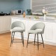 Glitzhome Set of 2 Modern Two-Tone Color Counter Stool with Brown Metal Tapered Legs - Grey Fabric & Leatherette