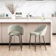 Glitzhome Set of 2 Modern Two-Tone Color Counter Stool with Brown Metal Tapered Legs - Grey Fabric & Leatherette