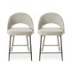 Glitzhome Set of 2 Modern Two-Tone Color Counter Stool with Brown Metal Tapered Legs - Grey Fabric & Leatherette