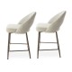 Glitzhome Set of 2 Modern Two-Tone Color Counter Stool with Brown Metal Tapered Legs - Grey Fabric & Leatherette