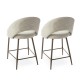 Glitzhome Set of 2 Modern Two-Tone Color Counter Stool with Brown Metal Tapered Legs - Grey Fabric & Leatherette
