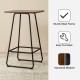 Glitzhome SSet of 3 Pub Table Set - Industrial Modern Square Bar Table with Walnut Veneer Top and Black Thick Leatherette Bar Stools