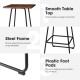 Glitzhome SSet of 3 Pub Table Set - Industrial Modern Square Bar Table with Walnut Veneer Top and Black Thick Leatherette Bar Stools