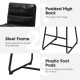 Glitzhome SSet of 3 Pub Table Set - Industrial Modern Square Bar Table with Walnut Veneer Top and Black Thick Leatherette Bar Stools