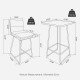 Glitzhome SSet of 3 Pub Table Set - Industrial Modern Square Bar Table with Walnut Veneer Top and Black Thick Leatherette Bar Stools