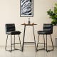 Glitzhome SSet of 3 Pub Table Set - Industrial Modern Square Bar Table with Walnut Veneer Top and Black Thick Leatherette Bar Stools