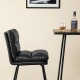 Glitzhome SSet of 3 Pub Table Set - Industrial Modern Square Bar Table with Walnut Veneer Top and Black Thick Leatherette Bar Stools