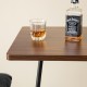 Glitzhome SSet of 3 Pub Table Set - Industrial Modern Square Bar Table with Walnut Veneer Top and Black Thick Leatherette Bar Stools
