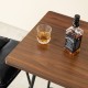 Glitzhome SSet of 3 Pub Table Set - Industrial Modern Square Bar Table with Walnut Veneer Top and Black Thick Leatherette Bar Stools