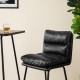 Glitzhome SSet of 3 Pub Table Set - Industrial Modern Square Bar Table with Walnut Veneer Top and Black Thick Leatherette Bar Stools