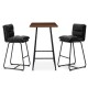 Glitzhome SSet of 3 Pub Table Set - Industrial Modern Square Bar Table with Walnut Veneer Top and Black Thick Leatherette Bar Stools