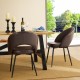 Glitzhome Set of 4 Mid-Century Modern Brown Quilted Leatherette Dining Chair with Metal Tapered Legs