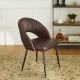 Glitzhome Set of 4 Mid-Century Modern Brown Quilted Leatherette Dining Chair with Metal Tapered Legs