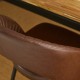 Glitzhome Set of 4 Mid-Century Modern Brown Quilted Leatherette Dining Chair with Metal Tapered Legs
