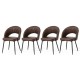 Glitzhome Set of 4 Mid-Century Modern Brown Quilted Leatherette Dining Chair with Metal Tapered Legs