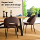Glitzhome Set of 4 Mid-Century Modern Brown Quilted Leatherette Dining Chair with Metal Tapered Legs
