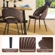 Glitzhome Set of 4 Mid-Century Modern Brown Quilted Leatherette Dining Chair with Metal Tapered Legs