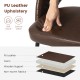 Glitzhome Set of 4 Mid-Century Modern Brown Quilted Leatherette Dining Chair with Metal Tapered Legs