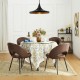 Glitzhome Set of 4 Mid-Century Modern Brown Quilted Leatherette Dining Chair with Metal Tapered Legs