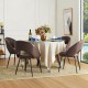 Glitzhome Set of 4 Mid-Century Modern Brown Quilted Leatherette Dining Chair with Metal Tapered Legs
