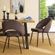 Glitzhome Set of 4 Mid-Century Modern Brown Quilted Leatherette Dining Chair with Metal Tapered Legs