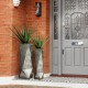 Glitzhome Set of 2 Metal Geometric Antique Silver Floor Vases