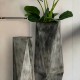 Glitzhome Set of 2 Metal Geometric Antique Silver Floor Vases