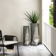 Glitzhome Set of 2 Metal Geometric Antique Silver Floor Vases