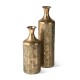 Glitzhome Set of 2 Metal Antique Gold Gingko Floor Vases