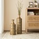 Glitzhome Set of 2 Metal Antique Gold Gingko Floor Vases