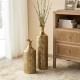 Glitzhome Set of 2 Metal Antique Gold Gingko Floor Vases