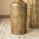Glitzhome Set of 2 Metal Antique Gold Gingko Floor Vases