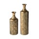 Glitzhome Set of 2 Metal Antique Gold Gingko Floor Vases