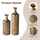 Glitzhome Set of 2 Metal Antique Gold Gingko Floor Vases