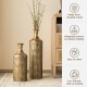 Glitzhome Set of 2 Metal Antique Gold Gingko Floor Vases