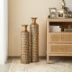 Glitzhome Set of 2 Metal Gold Embossed Floor Vases with Verdigris Finish