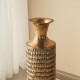 Glitzhome Set of 2 Metal Gold Embossed Floor Vases with Verdigris Finish