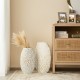 Glitzhome Set of 2 Metal Gold & White Oval Textured Floor Vases