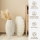 Glitzhome Set of 2 Metal Gold & White Oval Textured Floor Vases