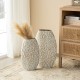 Glitzhome Set of 2 Metal Gold & White Oval Textured Floor Vases
