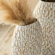 Glitzhome Set of 2 Metal Gold & White Oval Textured Floor Vases