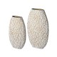 Glitzhome Set of 2 Metal Gold & White Oval Textured Floor Vases